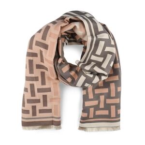 Geometric Patterned Scarf in Pink and Gray